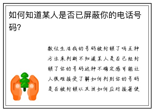 如何知道某人是否已屏蔽你的电话号码？